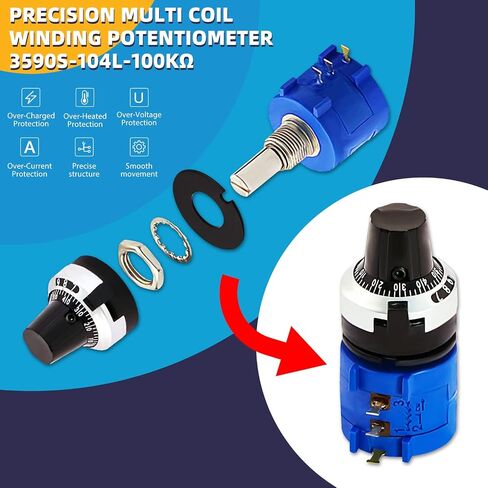 3590S-2-103L 10K，2PCS 10kohm 10-Turn Rotary Wire Wound Precision Potentiometer with 2PCS Adjustable Resistor Counting Dial Rotary Knob in Kuwait