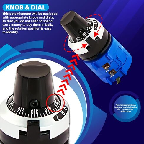 3590S-2-103L 10K，2PCS 10kohm 10-Turn Rotary Wire Wound Precision Potentiometer with 2PCS Adjustable Resistor Counting Dial Rotary Knob in Kuwait