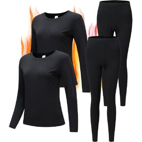 JZCreater Women Thermal Underwear Set, Women Long Johns Base Top & Bottom Layer, Winter Pajama Set for Cold Weather