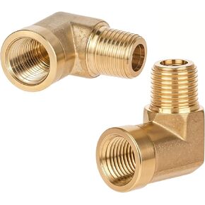 90 Degree Elbow Fitting, 1/4" NPT Male Pipe to 1/4" NPT Female Forged Pipe Fitting, 90 Degree Brass Street Elbow Hose Fitting Adapter