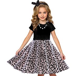 Tao-Ge Girls Vintage Dress Polka Dot Kids 50s Dresses Girl Retro Rockabilly Swing Party Dress Size 6-12 with Necklace