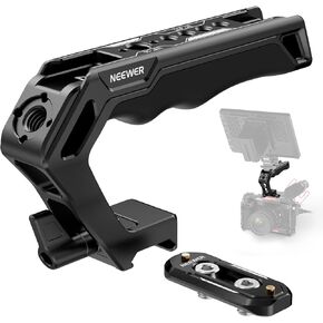 NEEWER Top Handle and NATO Rail Kit, Comfort Silicone Grip with Quick Release NATO Clamp, 3 Cold Shoes and 1/4" 3/8" ARRI Threads, Compatible with SmallRig Camera Cage Video Rig, CA008