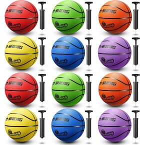 12 Pcs Bulk Basketballs Official Size 5 Basket Balls with 12 Pcs Pumps Set for Kids Youth Boys Girls Outdoor Indoor Game Training Practice, Christian Charity Donation Supplies