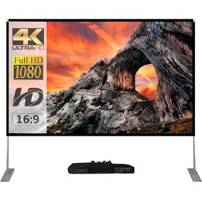 Projector Screen with Stand 60inch, Portable Projector Screen 16:9 4K HD Outdoor Indoor Projector Screen with Carry Bag Foldable Wrinkle-Free Movie Screen for Home Theater Travel Camping Party Office