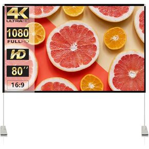 Projector Screen with Stand 60inch, Portable Projector Screen 16:9 4K HD Outdoor Indoor Projector Screen with Carry Bag Foldable Wrinkle-Free Movie Screen for Home Theater Travel Camping Party Office