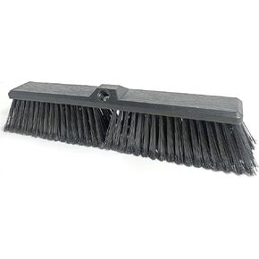 Push Broom Head Outdoor Large Stiff Bristle Broom Head - Excellent Cleaning Performance - Easy Installation Broom Head(18 inches)