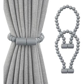 Magnetic Curtain Tiebacks, Wood Curtain Tie Backs for Curtains, Boho Curtain Holders for Drapes, Window Treatment Holdbacks for Bedroom Decor, Natural 4 Pack