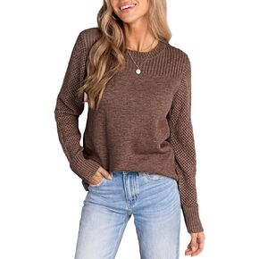 CUPSHE Women's Long Sleeve Sweaters Crew Neck 2024 Fall Knit Pullover Sweater