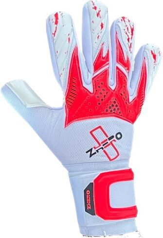 Zhero GK Goalkeeper Gloves Pegasus White, 4mm German Contact Latex Negative Cut, Soccer Goalie Youth and Adult. White and Red in Saudi Arabia