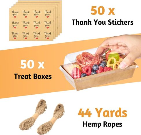 علب حلويات ورقية مقاس 6 × 3 بوصات مع أغطية شفافة، 50 عبوة من صناديق المكافآت الصغيرة لاستخدامها في حاويات الفحم للمخبوزات والساندويتش والفراولة والكعك والكب كيك (بني) in Kuwait