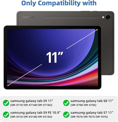 حافظة لوحة المفاتيح GOKOCO لجهاز Samsung Galaxy Tab S9 FE 5G 10.9 بوصة، S9/S8/S7 11 بوصة، حافظة وضع عمودي/أرضي قابلة للتعديل، لوحة مفاتيح بإضاءة خلفية متعددة اللمس مع حامل قلم S لجهاز Tab S9 FE/S9-أسود in Kuwait