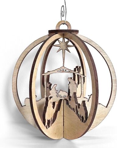 Cross Ornaments for Christmas Tree - Christian Christmas Ornaments - Religious Ornaments - Christian Gifts - Nativity Scene - 3-Layered Cross Wooden Ornament2 - Christmas Ornament in Saudi Arabia