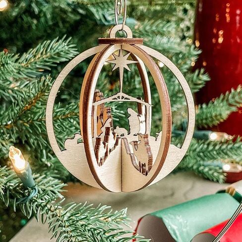 Cross Ornaments for Christmas Tree - Christian Christmas Ornaments - Religious Ornaments - Christian Gifts - Nativity Scene - 3-Layered Cross Wooden Ornament2 - Christmas Ornament in Saudi Arabia