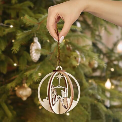 Cross Ornaments for Christmas Tree - Christian Christmas Ornaments - Religious Ornaments - Christian Gifts - Nativity Scene - 3-Layered Cross Wooden Ornament2 - Christmas Ornament in Saudi Arabia