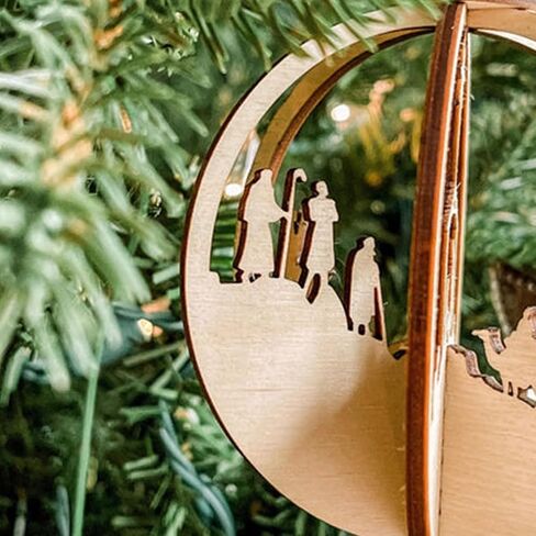 Cross Ornaments for Christmas Tree - Christian Christmas Ornaments - Religious Ornaments - Christian Gifts - Nativity Scene - 3-Layered Cross Wooden Ornament2 - Christmas Ornament in Saudi Arabia