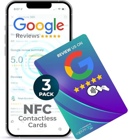 NFC Business Google Review Tap Card, Contactless, Enhances SEO, Saves Time, User-Friendly, Reusable, Boosts Online Presence & Encourages Business Feedback - Pack of 2, White in Kuwait