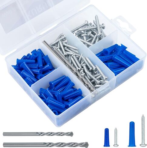 KURUI Zinc Self-Drilling Drywall Anchors, 116PCs Hollow Metal Wall Anchors and Screws Kit, 58 Heavy Duty Anchors + 58#6 x 1-1/4'' Screws, 50LB Hanging and Mounting in Saudi Arabia