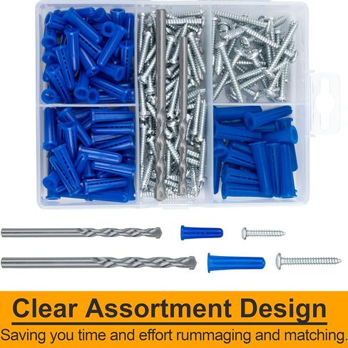 KURUI Zinc Self-Drilling Drywall Anchors, 116PCs Hollow Metal Wall Anchors and Screws Kit, 58 Heavy Duty Anchors + 58#6 x 1-1/4'' Screws, 50LB Hanging and Mounting in Saudi Arabia