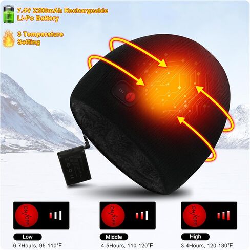 SVPRO Heated Beanie Hats for Men Women,Rechargeable Battery Heated Winter Hat Electric Knit Skull Cap,Outdoor Heated Hat Unisex Cold Weather Hats in Saudi Arabia