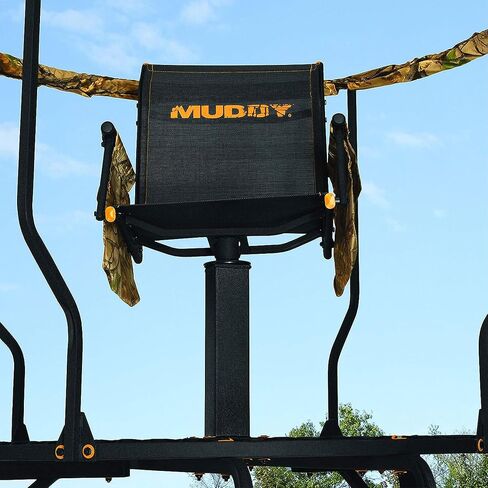 MUDDY Liberty - حامل ثلاثي القوائم للصيد في الهواء الطلق عالي التحمل وعريض جدًا بطول 16 قدمًا وقابل للطي مع مقعد مرن 360 درجة وحقيبتين للعتاد قابلين للفصل، سعة قصوى 300 رطل in Saudi Arabia