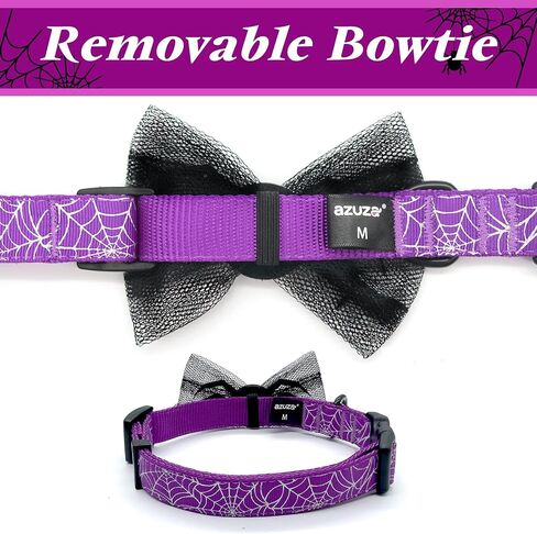 azuza Thanksgiving Dog Collars with Bow, Cute Turkey and Maple Leaves Orange Adjustable Dog Collar with Double Layer Bow tie, Gifts on Thanksgiving for Puppy and Small Dogs in Saudi Arabia