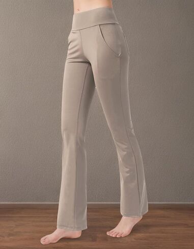 nuveti Women's High Waisted Boot Cut Yoga Pants 4 Pockets Workout Pants Tummy Control Women Bootleg Work Pants Dress Pants in Kuwait