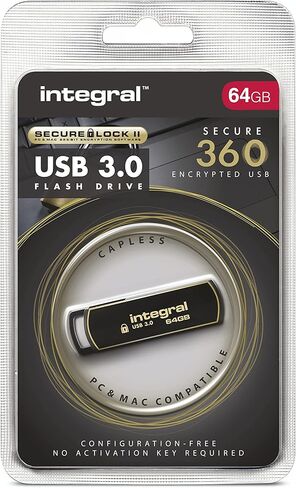 Integral 64GB Crypto-140-2 256-Bit Hardware Encrypted 3.0 USB Secure Flash Memory Drive - Certified to FIPS 140-2 Level 3, Brute-Force Password Protection & Rugged Triple-Layer Waterproof Design in Saudi Arabia