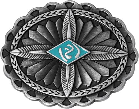 HAQUIL Vintage Silver Tone Oval With Turquoise Belt Buckle, Turquoise Bead Design Belt Buckle, Jewelry for Men Women in Saudi Arabia