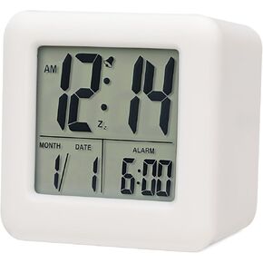 Small Digital Alarm Clocks for Bedrooms - Equipped with Intelligent Low Light Night Light and Snooze Protective and Shock-Proof Silicone Cover Battery Powered (Blue)
