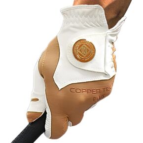 Copper Tech Men's Golf Gloves - Optimal Wrist Support with Copper Infused Thread - 100% AAA Synthetic Tacky Leather - Perfect for Summer & Fall Golfing - Golf Gloves Men (Hand Orientation: Both Hand)