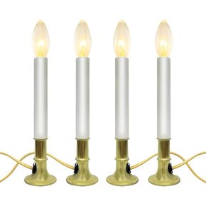 1 Pack Electric Window Candle Lamp, 3 Light Halloween Candle Black Base with 4 C18 Orange Flicker Bulbs(1 Spare), 1 Watt Night Lights, Candle Lamp Plug in and Ready to Use, 3Ft Cord
