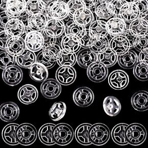 PAGOW 36 Sets Plastic Sew-on Snap Buttons, Clear Snap Buttons for Fabric, Invisible Sew on Press Buttons Kit, Snap Fasteners Button for Clothing, Crafts (7mm+10mm+15mm)