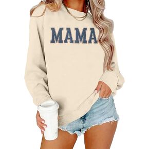 Mama Sweatshirt Women Mama Graphic Crewneck Sweatshirt Mom Gift Shirt Casual Long Sleeve Pullover Tops