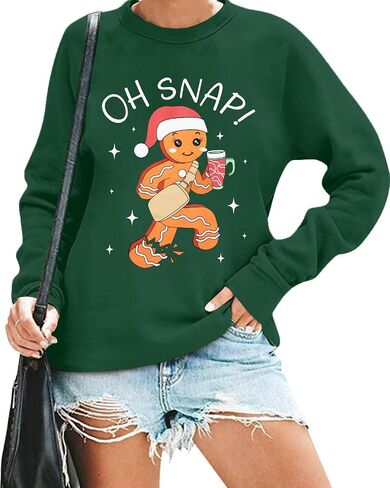 FAYALEQ Merry Christmas Sweatshirts Women: Gingerbread Graphic Shirts Funny Xmas Sweater Winter Long Sleeve Pullovers in Saudi Arabia