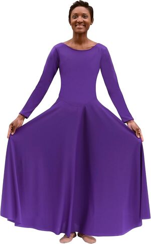 Eurotard Womens 13524 Long Sleeve Worship Praise Liturgical Full Dance Dress in Kuwait