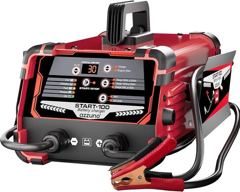 شاحن بطارية احترافي 30 أمبير من AZZUNO، شاحن سيارات 12 فولت و24 فولت، 130 أمبير تدوير، شاحن ذكي للحفاظ على البطارية، مثالي للدراجات النارية والسيارات والشاحنات والبطاريات البحرية والمزيد in Kuwait