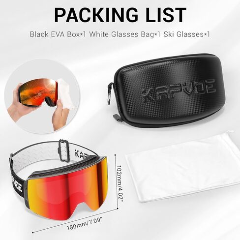 نظارات تزلج KAPVOE على الجليد للرجال والنساء نظارات ثلج مغناطيسية OTG مضادة للضباب حماية من الأشعة فوق البنفسجية بنسبة 1OO% in Kuwait