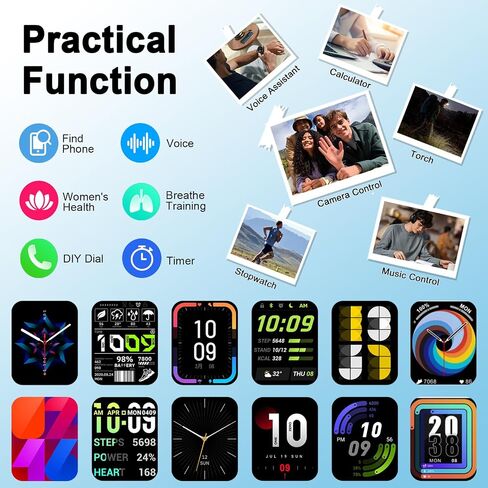 Smart Watch(Answer/Make Call), 1.91" Smartwatch for Men Women, NEW Fitness Watch with 110+ Sport Modes, Fitness Activity Tracke with Pedometer/Sleep Monitor/Heart Rate/IP68 Waterproof, for Android iOS in Saudi Arabia