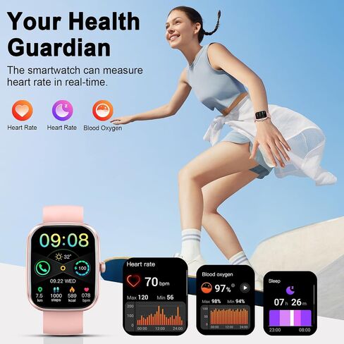 Smart Watch(Answer/Make Call), 1.91" Smartwatch for Men Women, NEW Fitness Watch with 110+ Sport Modes, Fitness Activity Tracke with Pedometer/Sleep Monitor/Heart Rate/IP68 Waterproof, for Android iOS in Saudi Arabia
