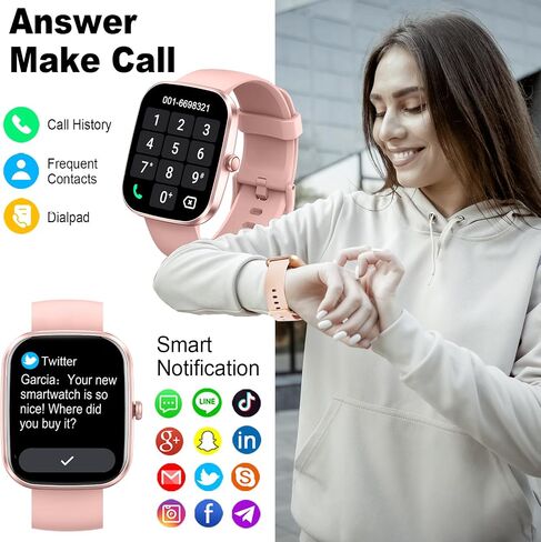 Smart Watch(Answer/Make Call), 1.91" Smartwatch for Men Women, NEW Fitness Watch with 110+ Sport Modes, Fitness Activity Tracke with Pedometer/Sleep Monitor/Heart Rate/IP68 Waterproof, for Android iOS in Saudi Arabia