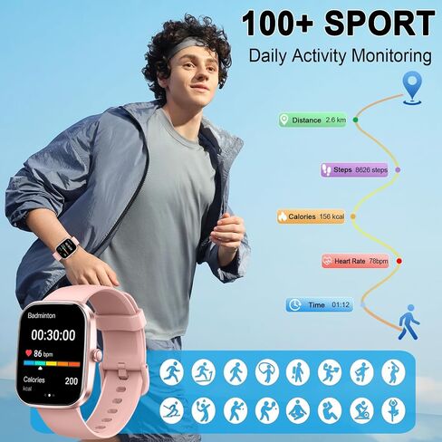Smart Watch(Answer/Make Call), 1.91" Smartwatch for Men Women, NEW Fitness Watch with 110+ Sport Modes, Fitness Activity Tracke with Pedometer/Sleep Monitor/Heart Rate/IP68 Waterproof, for Android iOS in Saudi Arabia