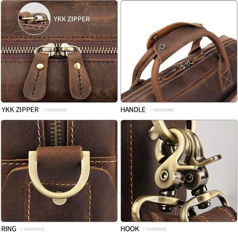 Augus Vintage Leather Briefcase for Men 15.6 Inch Laptop Computer Bag Retro Messenger Crossbody Shoulder Bag | Vintage Leather in Kuwait