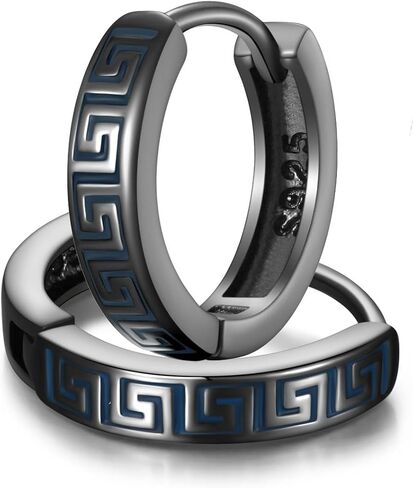 Mens Viking Earrings Rune 925 Sterling Silver Norse Earrings Hoop Earrings For Men Enamel Earrings Jewelry Gifts For Mens in Saudi Arabia