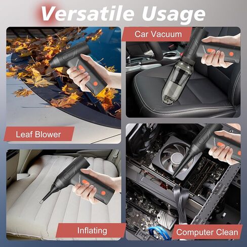 Compressed Air Duster - 160000RPM Electric Air Duster, Stepless Speed Tiny Rechargeable Cordless Air Blower for Electric Devices Cleaning Replaces Compressed Air Cans, Sliver in Saudi Arabia