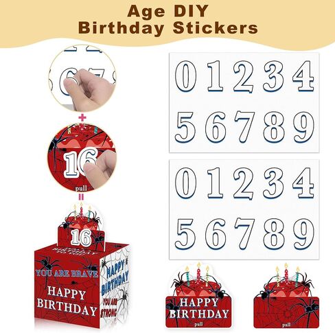 Birthday Money Box for Cash Gift, 16th Birthday Surprise Pull Out Money Gift for Women Men, Happy 16th Birthday Money Gift Box with 35Pcs Transparent Bags, Black Gold Birthday Party Decor in Saudi Arabia