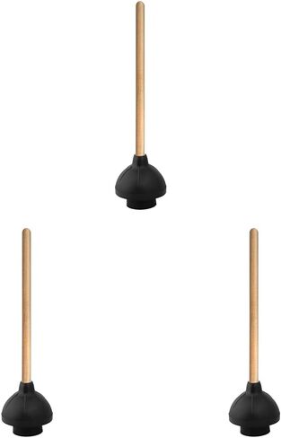 Superio Heavy Duty Plunger with 21 Inch Wooden Handle, Black Rubber - Classic Toilet Plunger, Heavy Duty, Double Thrust Force Cup, Rubber Toilet Plunger, Black Plunger in Saudi Arabia