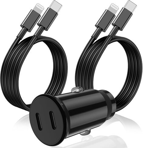 USB C Car Charger Fast Charging, Dual Port PD iPhone Fast Car Charger USB C Cigarette Lighter Adapter and Type C to C Cable Cord for Apple iPhone 16 Pro Max/16/15 Pro/15 Plus/15/iPad/Samsung Galaxy in Saudi Arabia