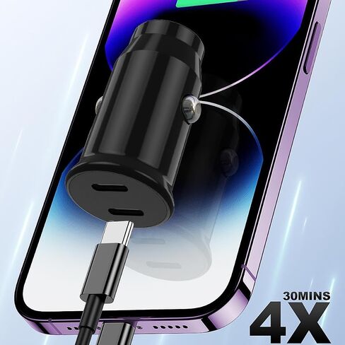 USB C Car Charger Fast Charging, Dual Port PD iPhone Fast Car Charger USB C Cigarette Lighter Adapter and Type C to C Cable Cord for Apple iPhone 16 Pro Max/16/15 Pro/15 Plus/15/iPad/Samsung Galaxy in Saudi Arabia