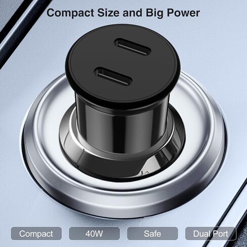 USB C Car Charger Fast Charging, Dual Port PD iPhone Fast Car Charger USB C Cigarette Lighter Adapter and Type C to C Cable Cord for Apple iPhone 16 Pro Max/16/15 Pro/15 Plus/15/iPad/Samsung Galaxy in Saudi Arabia