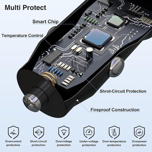 USB C Car Charger Fast Charging, Dual Port PD iPhone Fast Car Charger USB C Cigarette Lighter Adapter and Type C to C Cable Cord for Apple iPhone 16 Pro Max/16/15 Pro/15 Plus/15/iPad/Samsung Galaxy in Saudi Arabia